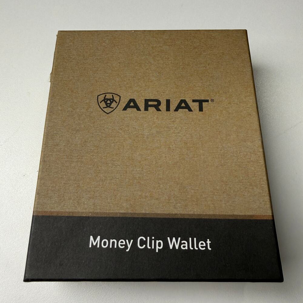 Ariat Bifold Wallet with Money Clip and Boot Stitch Design, Light Brown 944 - Picture 2 of 6
